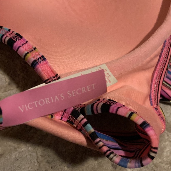 ⭐️Victoria’s secret pink, gold, blue striped swim top 34B⭐️ - Picture 3 of 5
